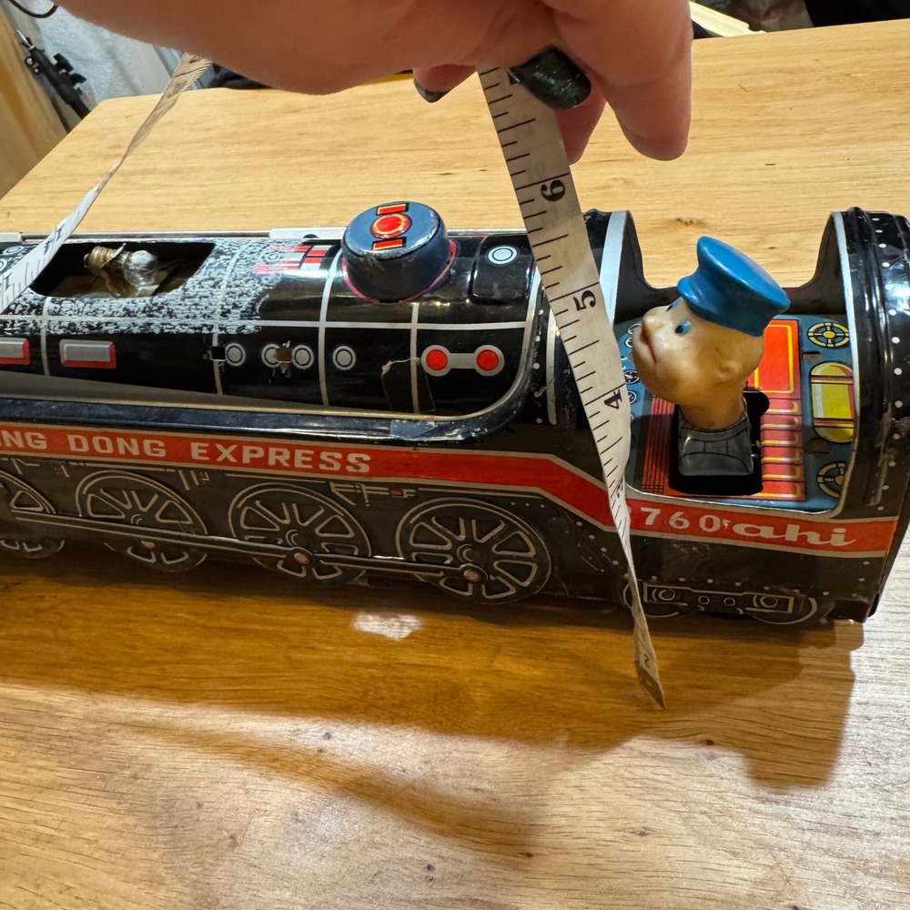 Vintage AHI 2760 Ding Dong Express Tin Litho Battery Operated Train Engine Japan - Picture 10 of 14